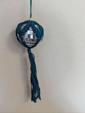 Handmade Teal Mirror Disco Ball Ornament